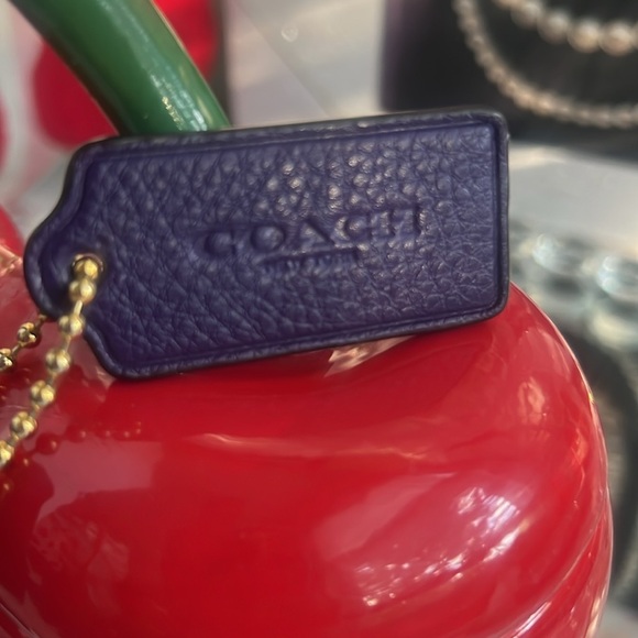 Coach Dark Purple Leather Keychain with Gold Chain - Picture 4 of 5